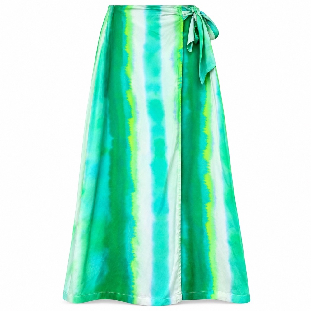 Suncoo Paris Jupe Fado Skirt Womens T0 Green Ombre Wrap Midi Summer Resortwear